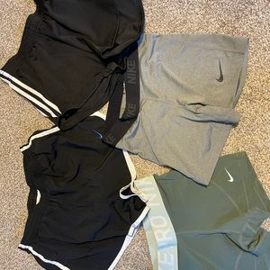 set of 4 nike/adidas shorts and spandex